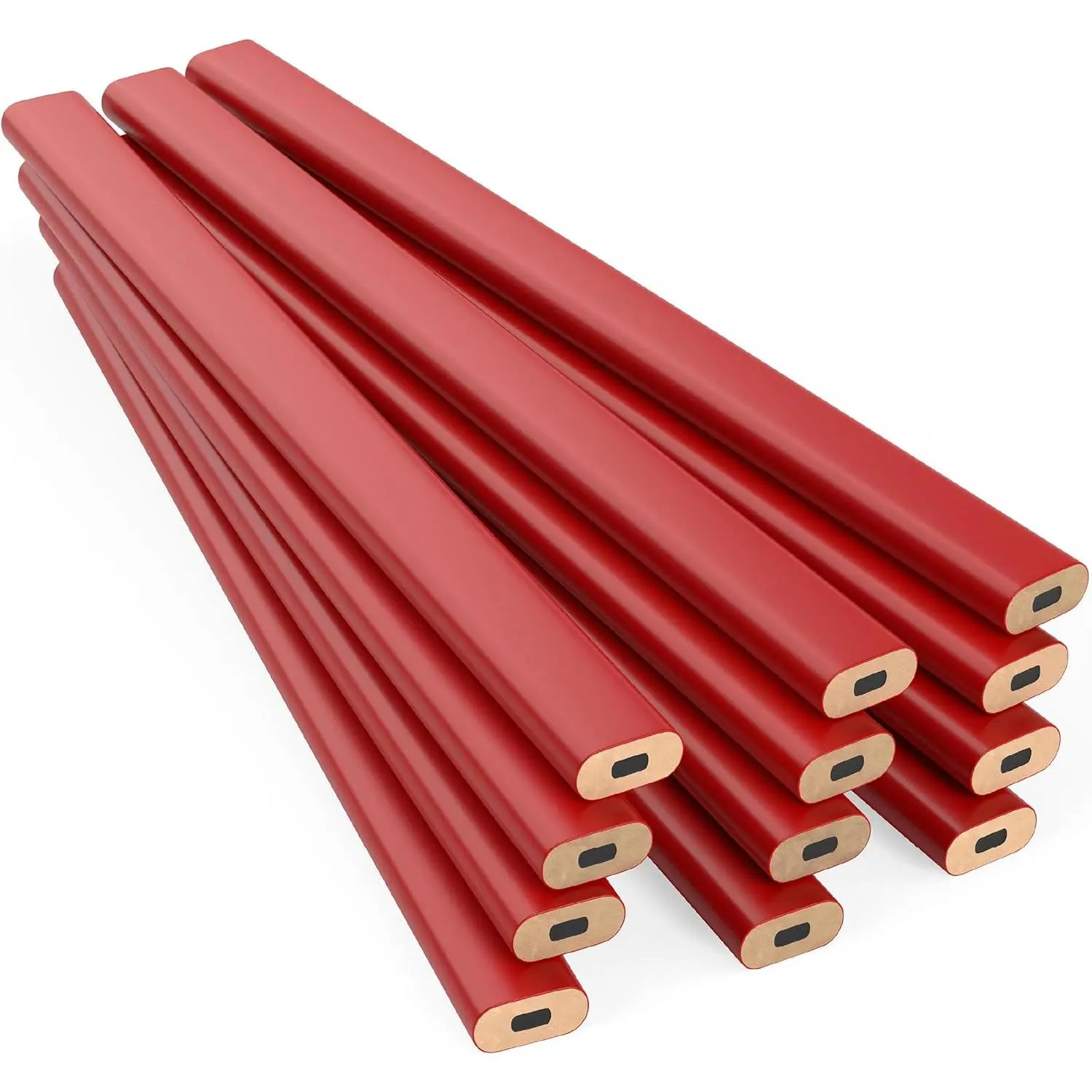 Hard Lead Carpenter Pencils Bulk - (1) Pack of 12 count Lumber Wooden Pencil #2 (HB) - Red