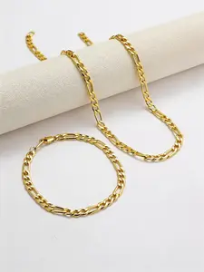 Neutral Style 18k Gold Necklace and Bracelet Set, Elegant Jewelry for Daily Wear and Parties, Perfect Gift for Holidays