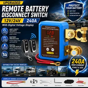 Remote Battery Disconnect Switch 12V/24V 240A, Digital Voltage Display, Wireless Anti-Theft Car Kill Switch for Car, Truck, RV & Boat, Easy Install Kit#SummerVibes