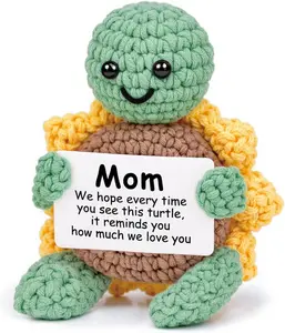 Gifts for Mom Birthday from Daughter Son, Handmade Crochet Turtle with Sunflower Shell, Best Mom Ever Gifts for Mothers Day Birthday Christmas, Positive Thank You Present Decoration