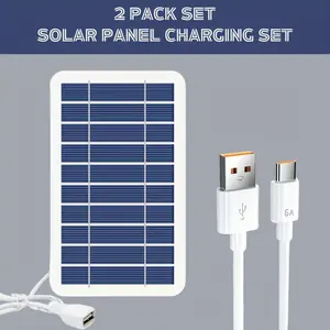 [2-in-1 Solar Charger Set]Efficient Solar Panel   6A Type-C Cable Outdoor Camping Emergency Equipment[