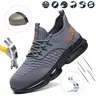 Shenganton Men's Closed Steel-Toe Work & Safety Shoes - Round Toe, Colorblock, Lace-Up, Lightweight, Breathable, Durable, Mesh Fabric Safety Wear for Outdoor Work (All Seasons Men's Shoes)