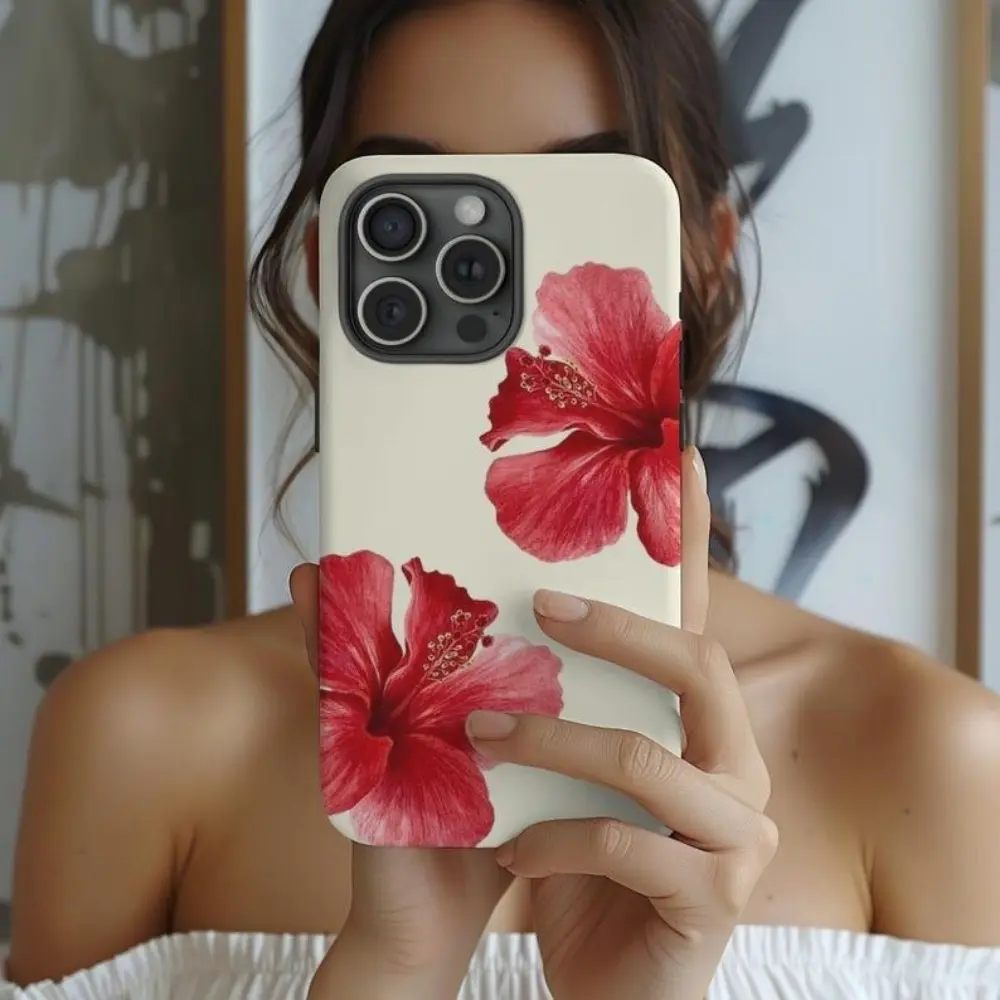 Yellow Tropical Hibiscus Flower Smartphone Casing - Handheld Cellphone Device Case Compatible with iPhone 16,15,14,13,12,11 Pro,Pro Plus,Max - Summer Spring Gift for Valentine,Birthday Occasions, Devices