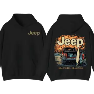 2-Sided JeepSurf Beach Hoodie for Men | Graphic Car Lover Pullover Sweatshirt | Perfect Off-Road Auto Enthusiast Gift