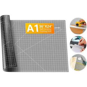 Large Self   Mat: 24" x 36" Double Sided 5-Ply Hobby Mat, A1 Rotary  Sewing Mat for Crafts, Fabric,Sewing,Quilting,Scrapbooking,Projects,Grey/Black