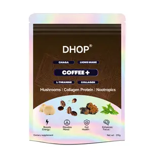 Dhop Mushroom Collagen Coffee with Chaga lion's Mane & L-Theanine for Focus Digestion Skin Health & lmmunity Essential Minerals Supplement Fitness