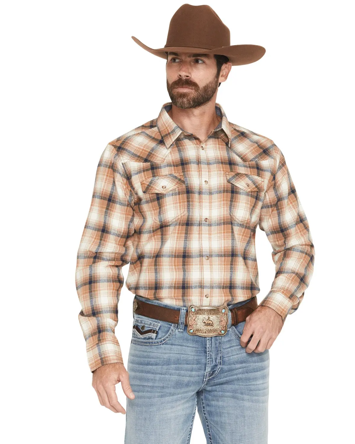 Cody James Men's Men'S Bravo Plaid Print Long Sleeve Snap Flannel Shirt - Cjho25fl2-Tan