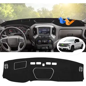 Dashboard Cover Mat for 2019-2023 Chevy Silverado 1500 2500HD 3500HD/GMC Sierra Accessories Dash Cover Flannel Dash Mat Sunshade Protector(Just Fit the Models Without Forward Collision Alert)