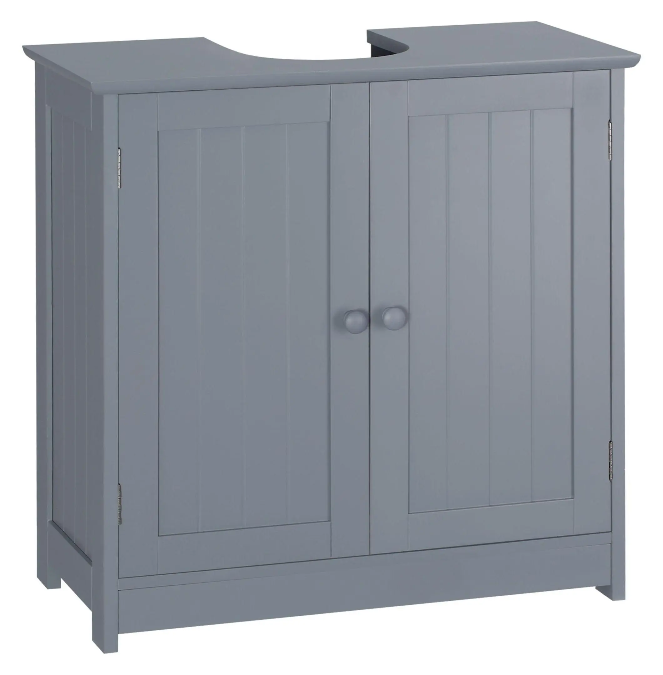 Bathroom Vanity Cabinet with Doors, Under Sink Organizer, Pedestal Sink Storage, Grey Finish, Adjustable Shelf, Space Saving