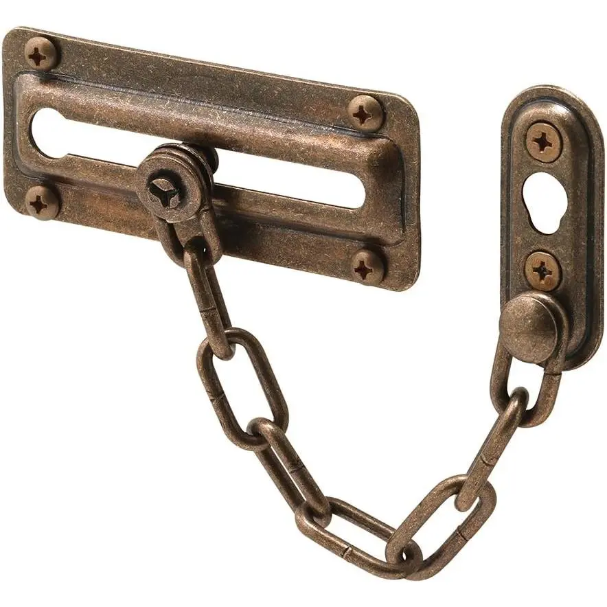 Antique Brass Heavy Duty Door Guard with Steel Parts, Corrosion Resistant, Easy to Install for Hinged Entry & Inward Doors, 1 Count (Pack of 1) - U10533, Hinged Entry Doors
