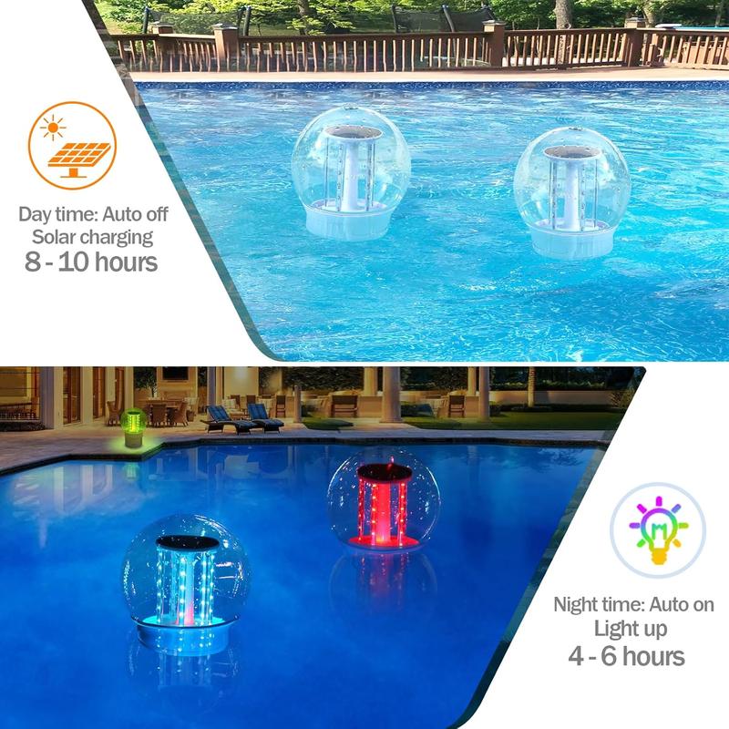 Solar Pool Chlorine Floater with Lights, Collapsible Chlorine Tablet Floater Fits Up to 4 Pieces 3 Inch Tabs, 9 Inch Adjustable Flow Floating Chlorines Dispenser for Pool Hot Tub Spa