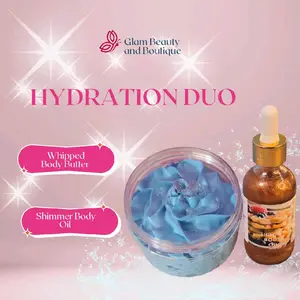 Anti-Aging Whipped Body Butter & Shimmer Body Oil Bundle. Handmade Shea & Mango Butter Body Butter and All Natural Luxury Body Oil. Organic Skincare