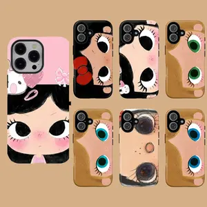 BIG EYES Y2K GIRL Phone Case  Stylish & Durable New Year Gift: Fashionable Phone Case for iPhone 11 12 13 14 15 16 17 – Perfect Blend of Protection and Trend Luxury Double-layer Back Cover