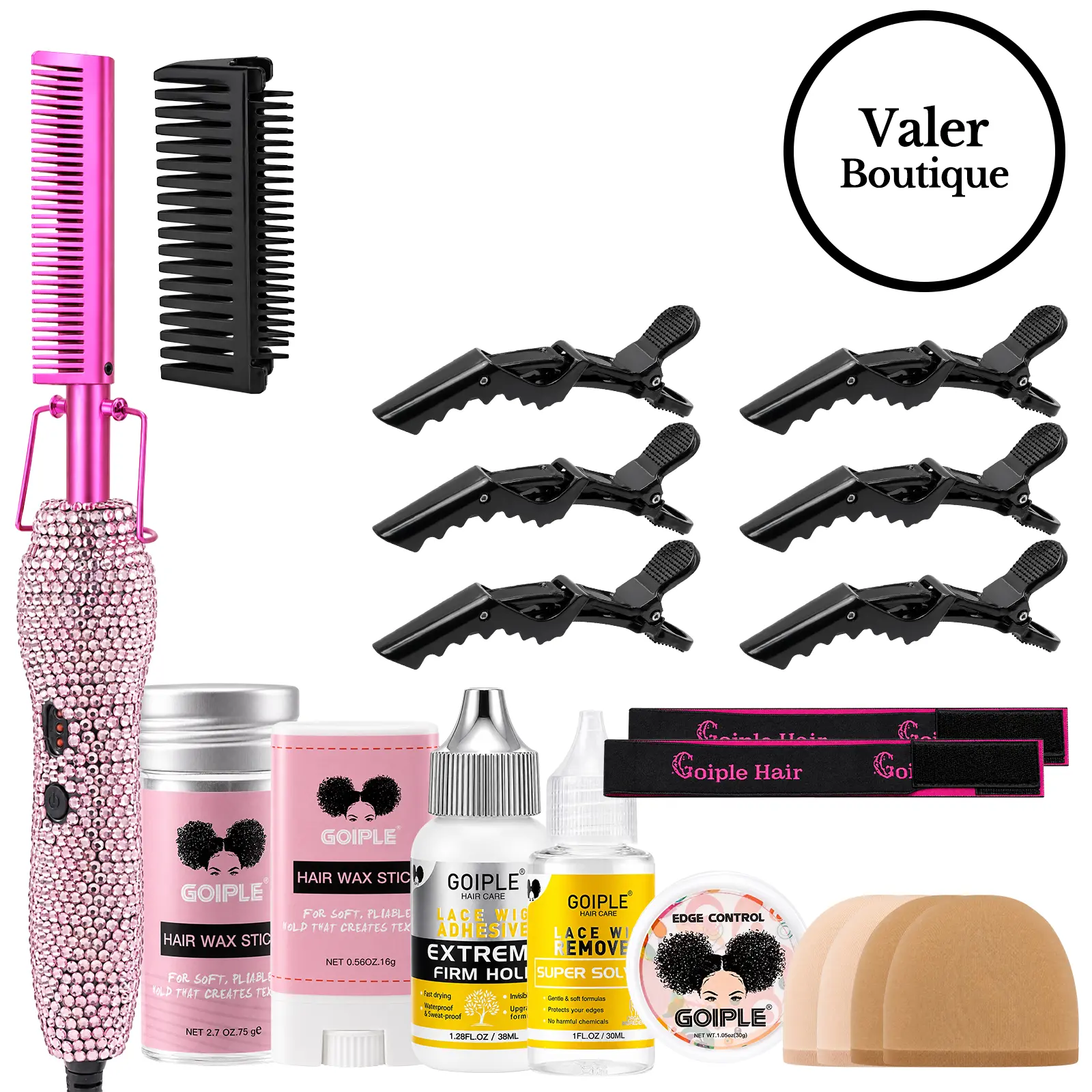 18 Counts Electric Diamond Hot Comb Set for Black Hair and Wigs Adjustable Heat Straightener Brush Gold Styling Tool for Sleek Finish Comfort