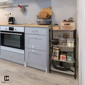 CAPHAUS NSF Wire Shelving Unit w/Baskets & Liner, Storage Rack Corner Shelves, Storage Rack Kitchen, Bathroom, Laundry Closet, Wire Shelving Basket Shelves, Black, 2 to 4 Tier Stackable