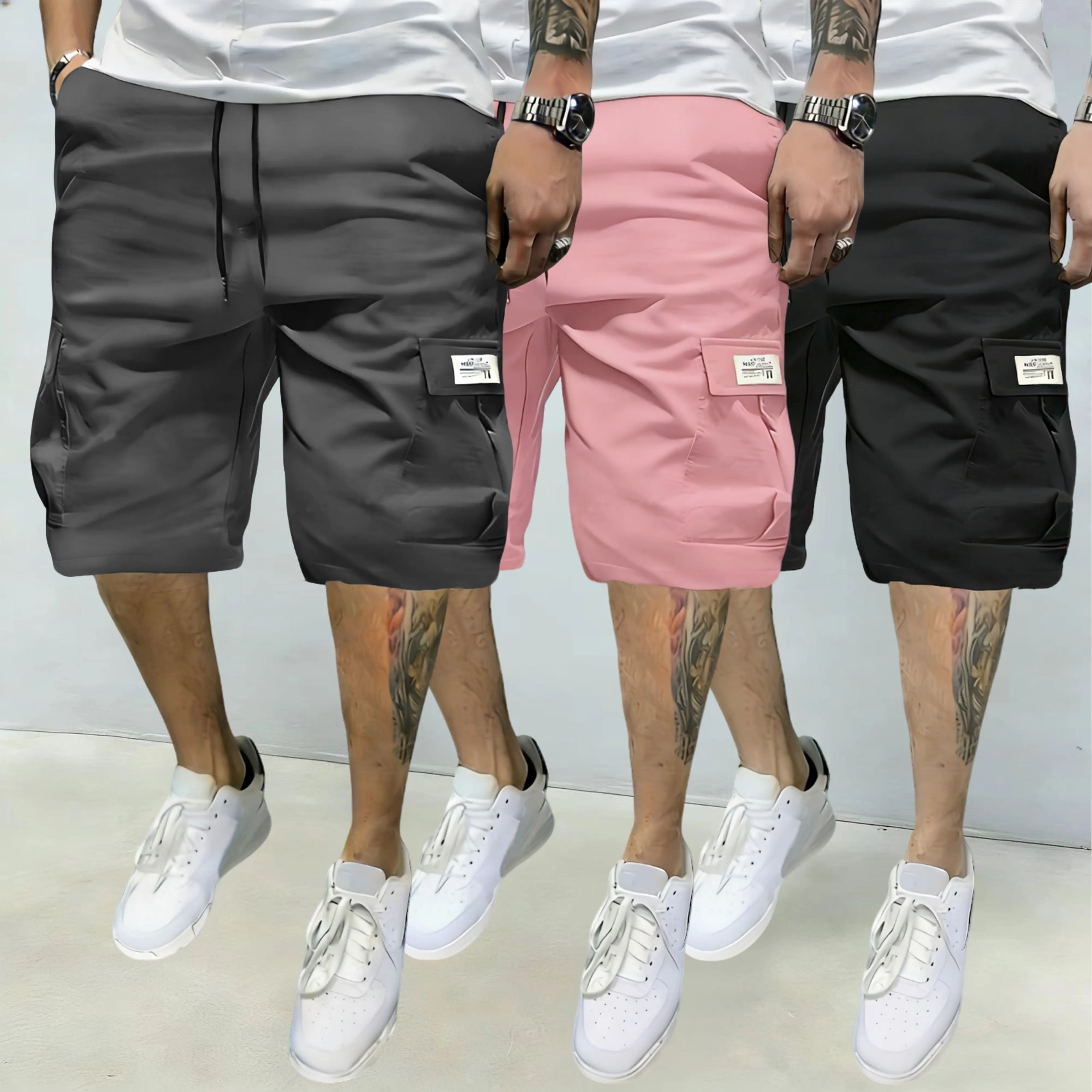 Dark gray, pink, black