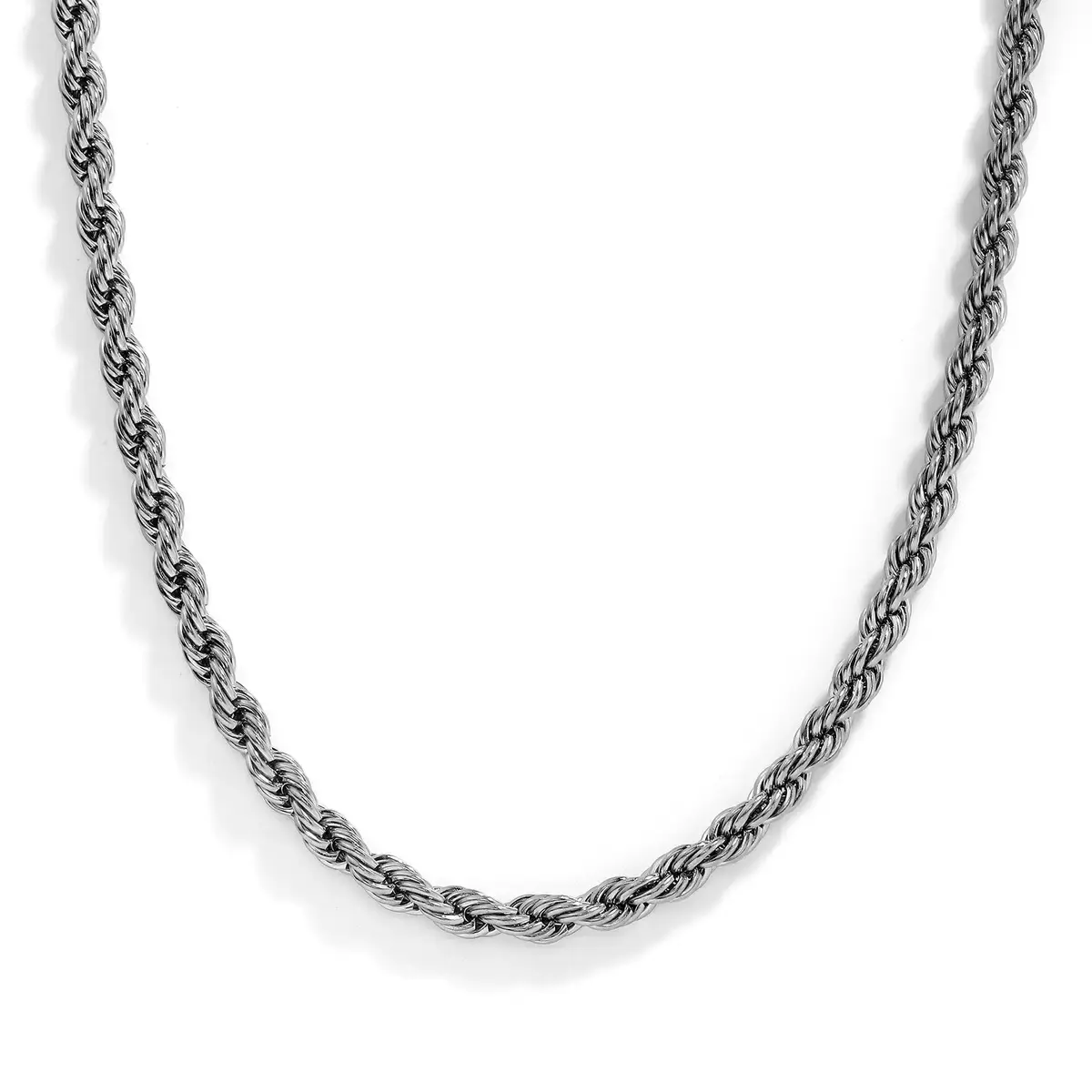 Silver Tone Rope Chain Necklace（24inches）