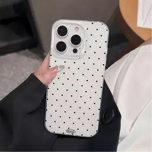 1pc Text and Polka Dot UV Printed Phone Case Cover, suitable for iPhone 17-11 Pro Pro Max Plus, trendy gift for all occasions