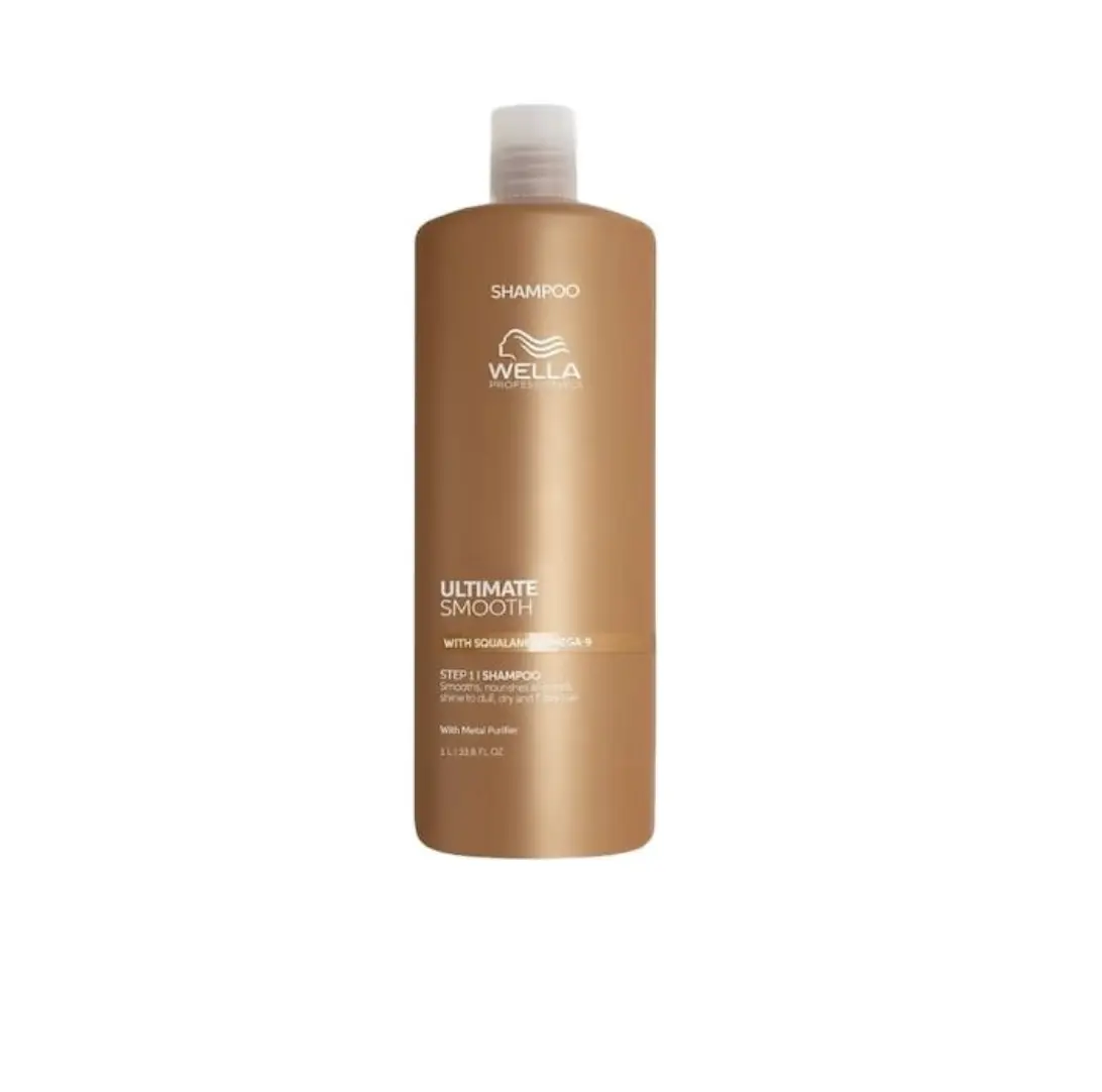 Wella Professionals ULTIMATE SMOOTH Shampoo for Dry, Dull & Frizzy Hair | For Shine & Smoothness | With Squalane & Omega 9 | Color Safe