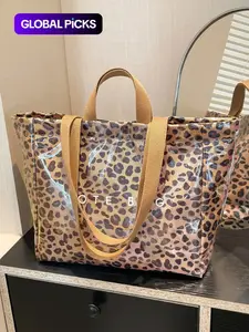 Fashion Leopard Pattern Tote Bag, Large Capacity Shoulder Bag for Women, Casual Trendy Versatile High-quality Daily Commuting Bag, Girl Fashionable Shopping Bag