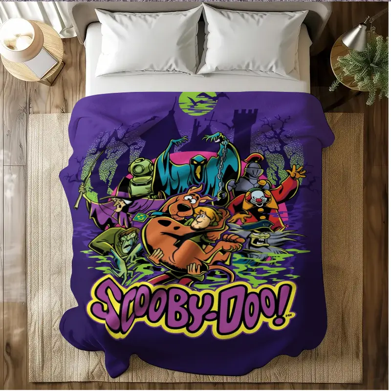 Scooby-Doo & The Gang Monsters Flannel Blanket, Retro Cartoon Throw, Ultra-Soft Cozy Plush Blanket, Perfect Birthday, Halloween & All Occasion Gift for Scooby-Doo Fans & 90s Nostalgics, Cartoon Blankets, Character Art Blankets Unique Enhance Decoration