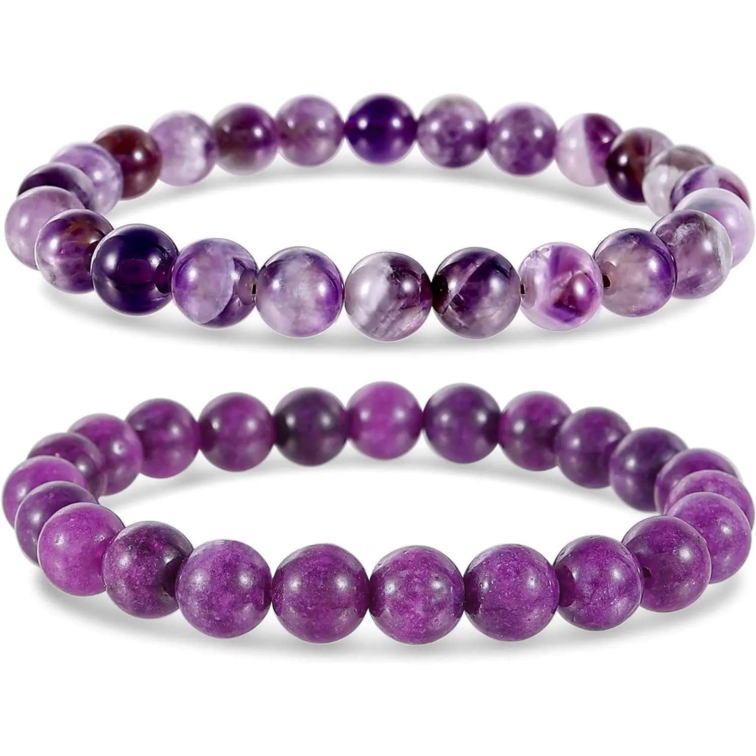 8mm Dog-Tooth Amethyst & Sugilite (Love & Happines