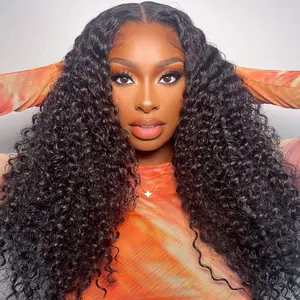 FORGIRL FOREVER Kinky Curly 13x4 Lace Front Human Hair Wigs For Black Women Pre-Plucked Afro Curly Transparent Lace Frontal Human Hair Wigs