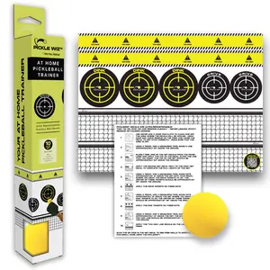 PickleWiz At Home Pickleball Trainer with Ultra Repositionable Decals Quiet Foam Ball & QR Code for Free Online Drills for Children & Adults