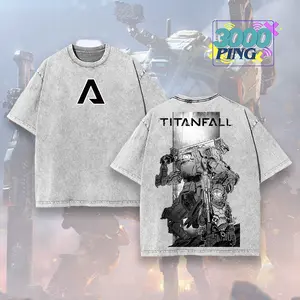 Titanfall 2 Hoodie BT-7274 & Jack Cooper Graphic, Vintage Grey Acid Wash Sweatshirt, FPS Gaming Merch, Mecha Pilot Pullover, Unisex Cotton Top, Streetwear