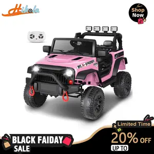 Hikole 12V Kids Ride-On Jeep with Remote Control, LED Lights, 3 Speeds, MP3, 2-Point Safety Belt, 30W Motors x2, Perfect Gift for Boys and Girls
