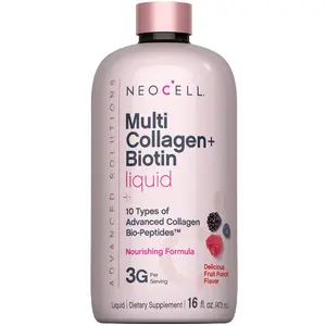NeoCell Liquid Multi Collagen Peptides - 16 fl oz- with Biotin - Advanced Nourishing Formula - 10 Types of Bio-Peptides - Hair, Skin, & Nails - for Women and Men