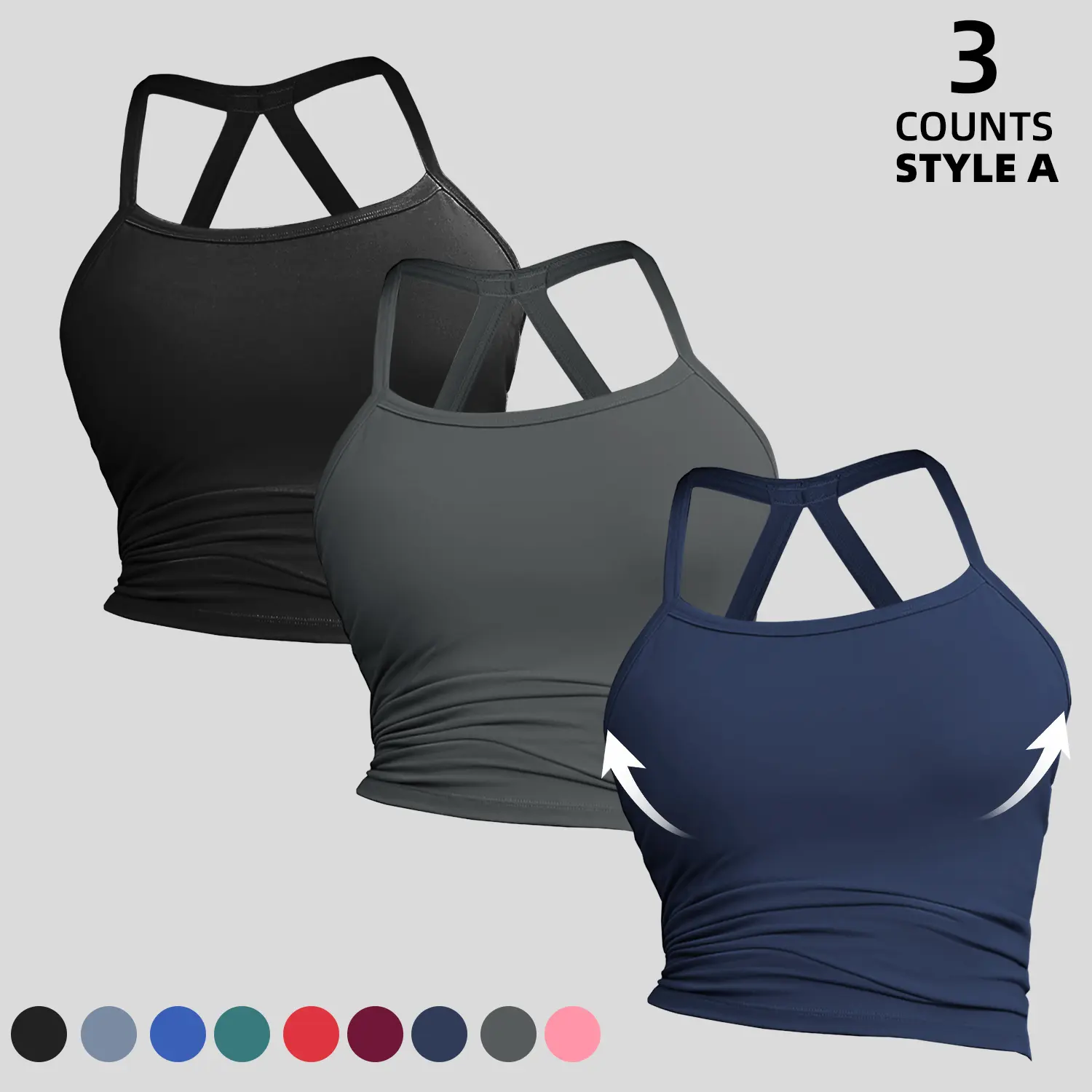 3 pcs - Style A-Black-Gray-Navy