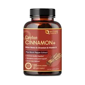 NATURE TARGET True Ceylon Cinnamon Capsules with Chromium & Bitter Melon | Daily Metabolism & Energy Support
