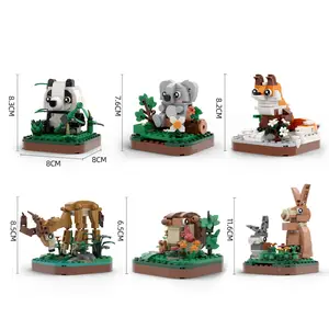 Mini Animals Building Blocks Set,Land Animal Themed Collection Construction Building Bricks Toy,Cute Home Decors,6+