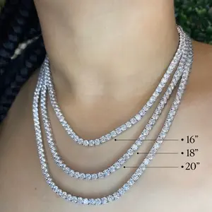 ICY Tennis Necklace Minimalist Chain Modern Versatile Accessories Stainless Steel Gold Silver Cubic Zirconia 16 18 20 Inch 4mm 3mm Sparkling Everyday Wear