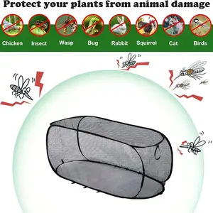 Foldable Pop-Up Mesh Plant Greenhouse Cover | Protective Cage with 4 Ground Stakes, Sturdy Durable Material, Raised Bed Netting for Animal & Insect Barrier, Ideal for Fruits, Vegetables & Seedlings, Reusable