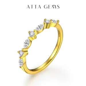 Marquise band D/VVS1 Color Round Excellent Cut Synthetic Moissanite Ring for Girls Engegament Wedding Band R094