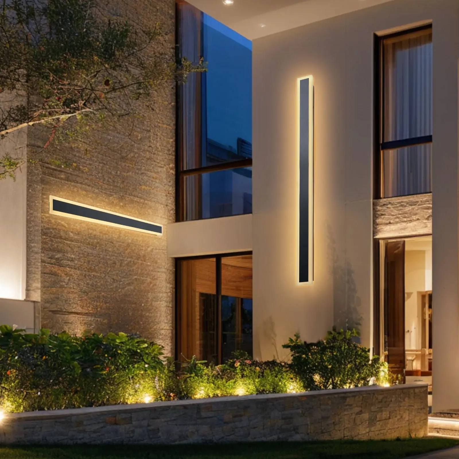 【DealsForYouDays】VEVOR Outdoor Wall Lights, 2 Pack, 47.2 Inch Long Strip Modern Exterior Wall Sconce Light Fixtures, 3000K Warm White, IP65 Waterproof Anti-Rust Outside Wall Mount Lighting, for House, Porch, Garage