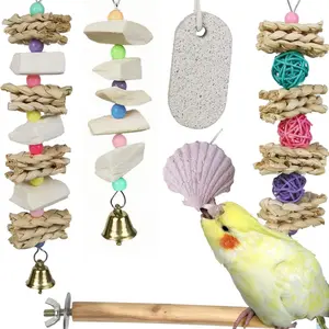 6Pack Parrot Chewing Toy, Bird Beak Grinding Stone with Bell, Lava Block Calcium Supplement Food for African Greys Conure Eclectus Budgies Parakeet Cockatiel Hamster Chinchilla Rabbit - Home Improvement.