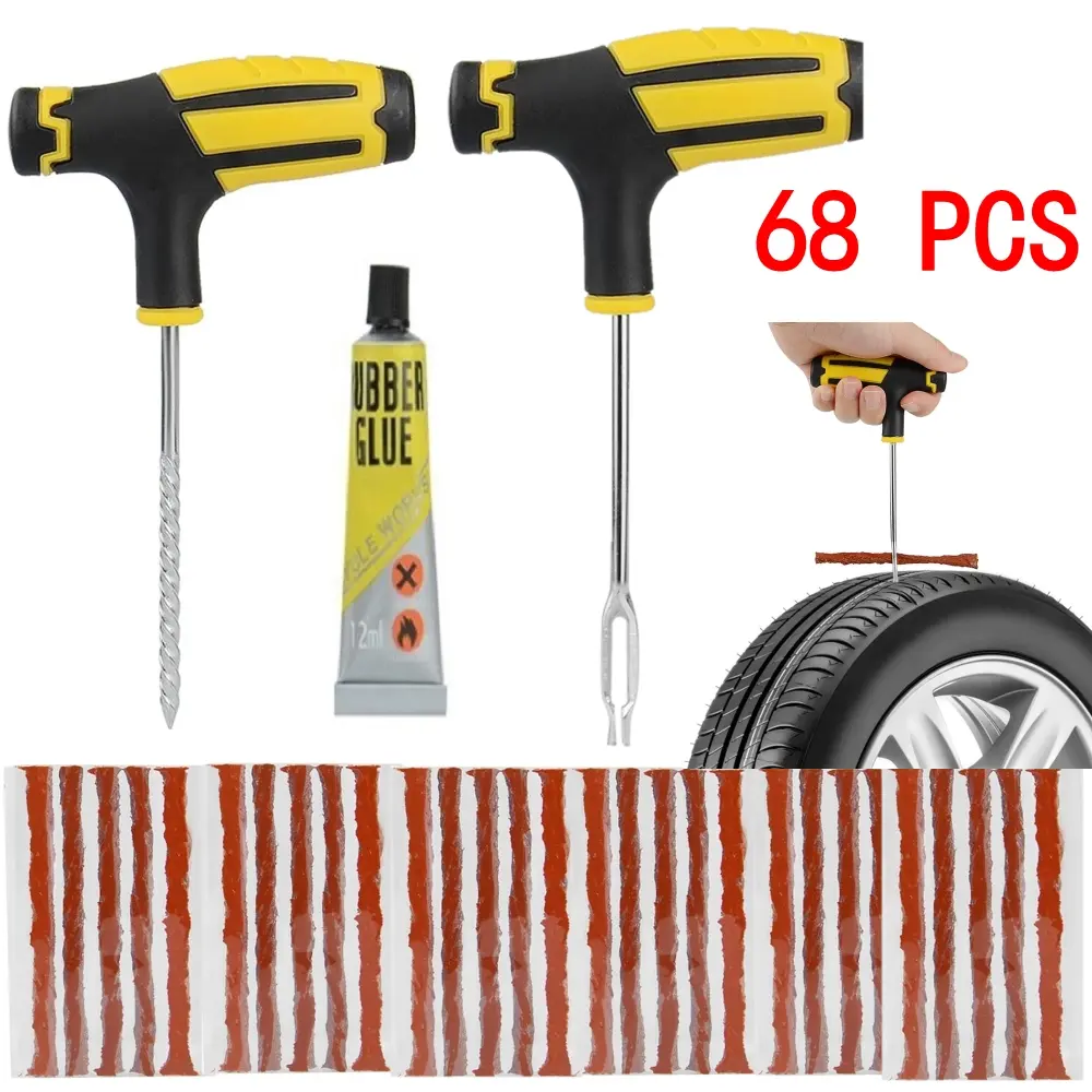 68pc Tire Repair Tool Kit,DIY Flat Tire Repair, Tubeless Tyre Puncture Repair Kit Car Truck Motorcycle Home Plug Patch