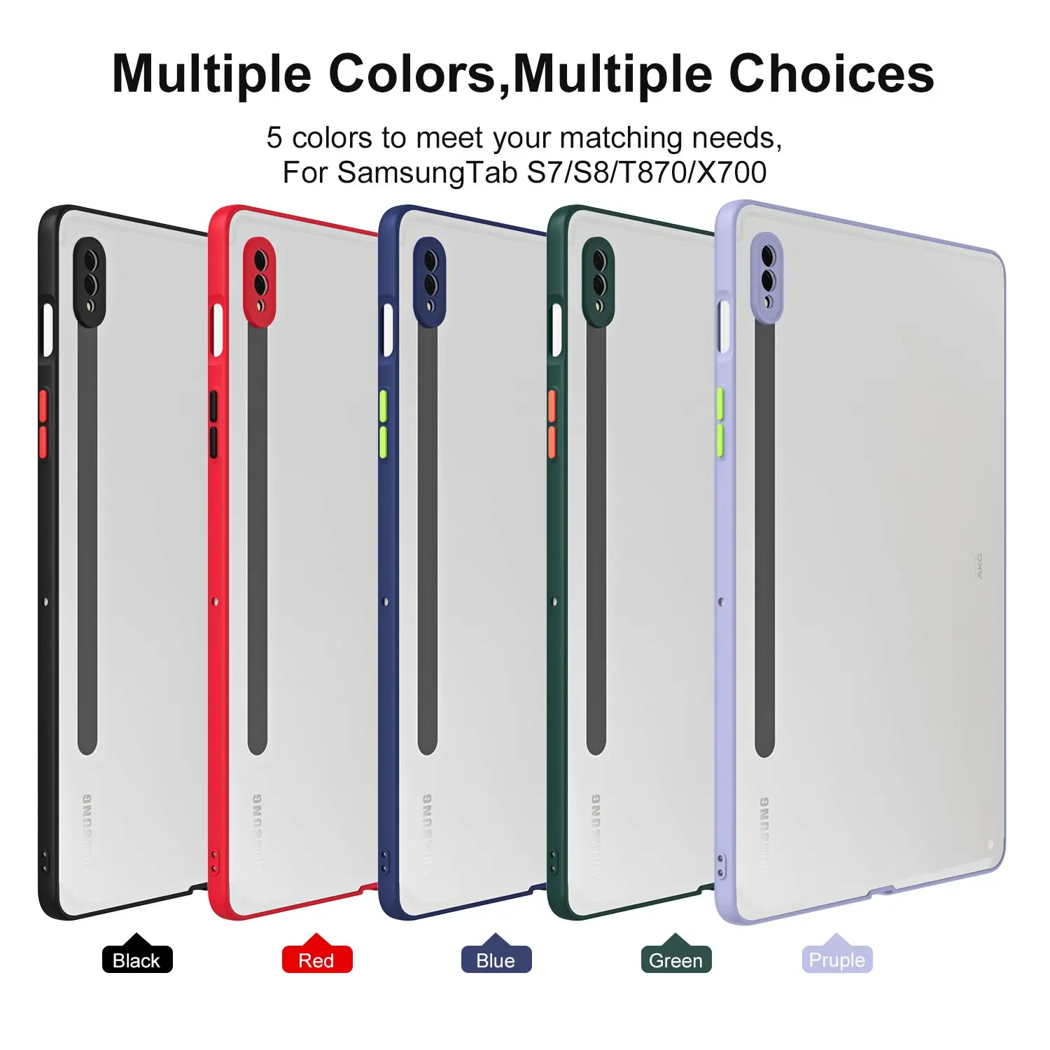 Anti-Drop Tablet Protective Case for Samsung Galaxy Tab S7 S8 11 Inch, Shockproof Cover for Tab S7+ S8+ 12.4 Inch, Matte Transparent Shell, Tablet Covers, Accessories, Protection