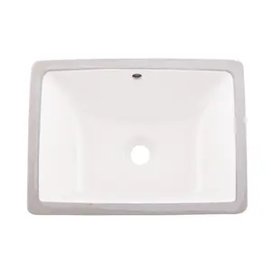 DAX Ceramic Square Single Bowl Undermount Bathroom Basin 18.5"x13.5" – White – Modern Design, Durable & Easy to Clean – Elegant Bathroom Sink