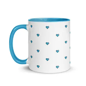 Blue Pixelated Heart Ceramic Mug