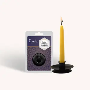 Metal Self-Standing Safety Candle Holder - Black - 1/2" D.
