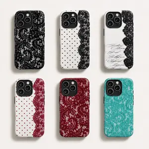 Black Lace Vintage Pattern Phone Case, Compatible with iPhone 17 Pro Max 16 15 14 13 12 11 Pro Max Plus and Samsung Galaxy S26 S25 S24 S23 S22 S21, Cute Fashion Dual Layer Creative Case, Perfect Gift for Her/Him beautiful, Accessories, Smartphone