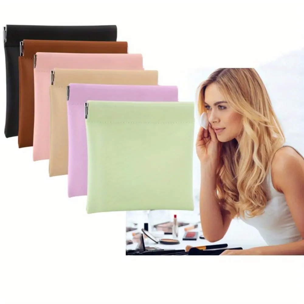 6pcs Women'S Mini Portable Makeup Bag Automatic Closing Change Bag Trendy Data Cable Portable Makeup Bag