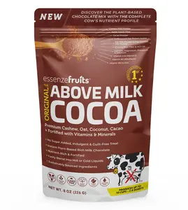 Essenzefruits Plant Based Cocoa Milk- Vegan Cocoa Powder Mix & Drink, 8 oz (226 g) | Non-GMO Veggie Powder - 100% Nutritional Match to Cow's Milk - Raw, Natural, and Delicious Fudge Chocolate