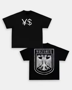 VULTURES LOGO TEE – [DS] – VINTAGE BOOTLEG Cotton Casual Crew Neck V-Neck Slim-fitting Plain Floral Striped Black