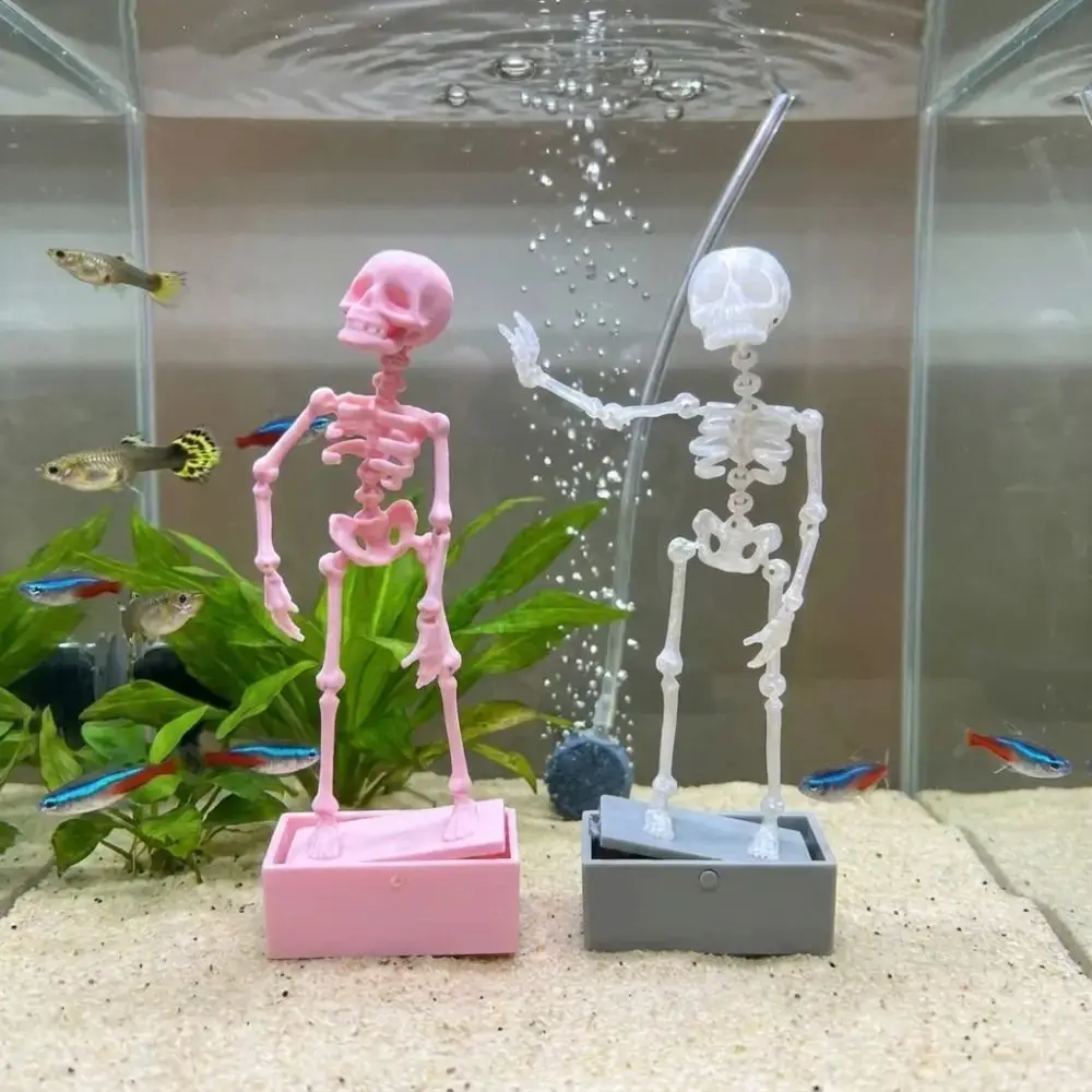 Dancing Skeleton Aquarium Bubbler Halloween Fish Tank Ornament, Air Bubble Decoration with Glow Effect, Spooky Underwater Aquarium Decor