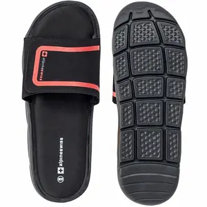 Alpine Swiss Gabe Mens Memory Foam Slide Sandals Adjustable Comfort Athletic Slide Black - Flipflop, Thick Walking Footwear for Boys and Men